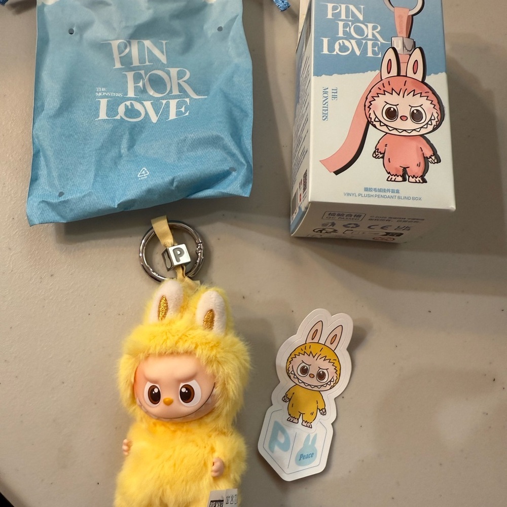 Yellow labubu Keychain Plush